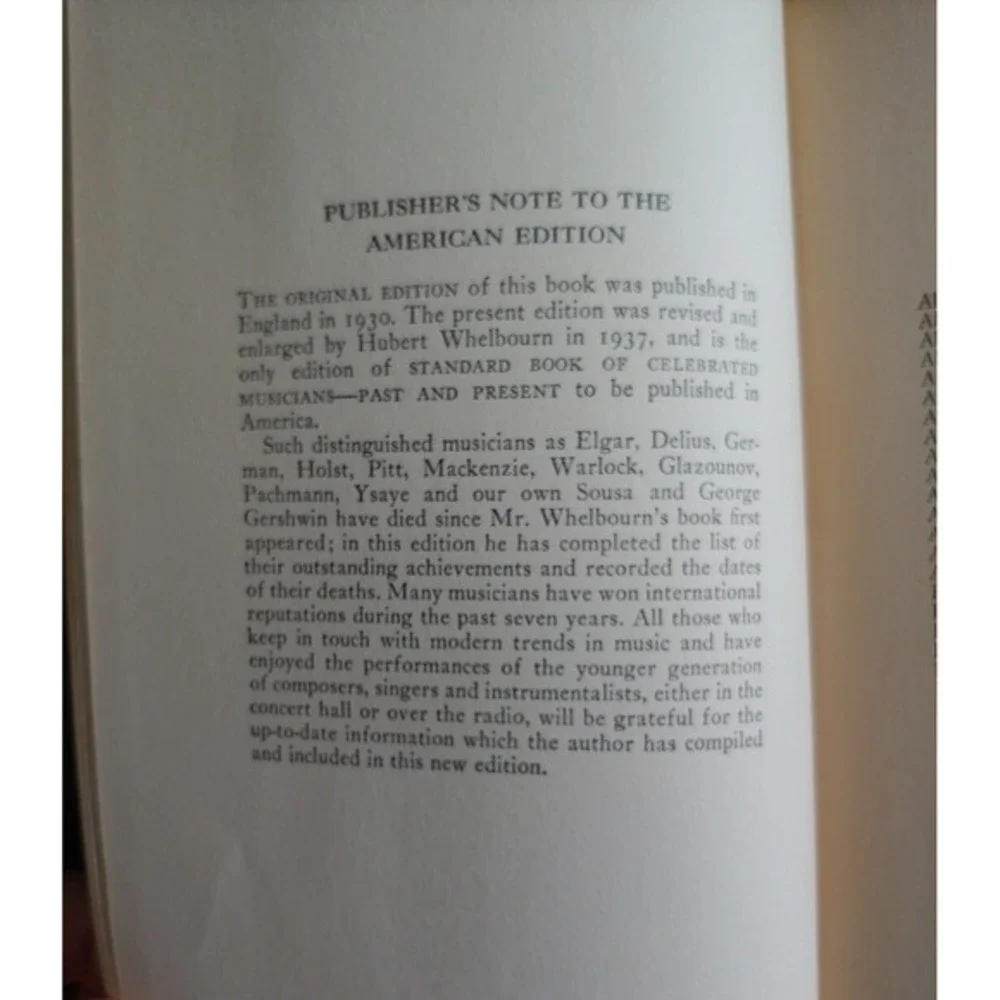 Standard Book Of Celebrated Musicians Hubert Whelbourn 1937 Dr Luxe Edition